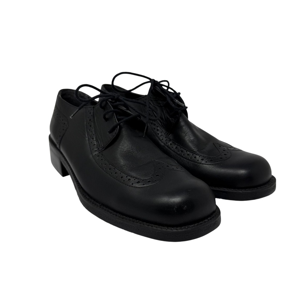 Wesley & Co Shoes Mens Size 9.5 Black Leather Wingtip Brogue Oxford Dress Formal